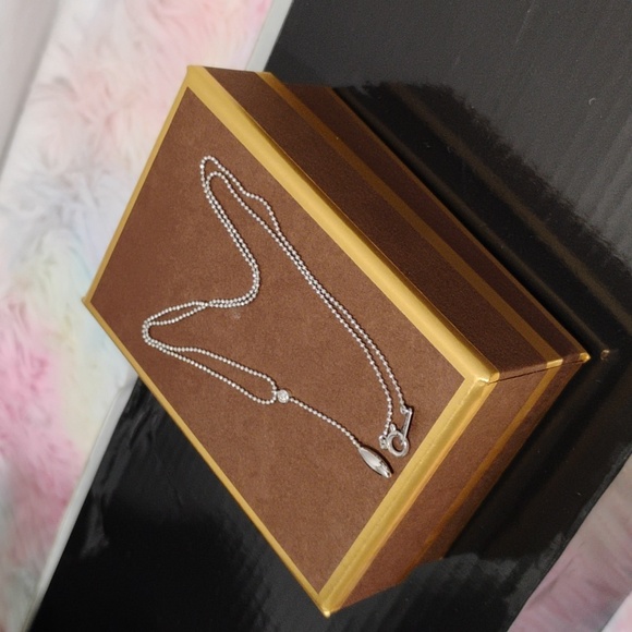 SALE! Genuine Platinum PT850 Necklace Hanging Diamond Platinum Bead 2.1g 40cm - Picture 10 of 14